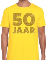 50 Jaar goud glitter verjaardag t-shirt geel heren M