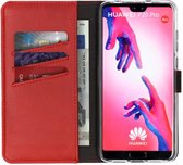 Huawei P20 Pro Hoesje met Pasjeshouder - Selencia Echt Lederen Booktype - Rood