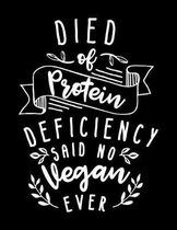 Died of Protein Deficiency Said No Vegan Ever