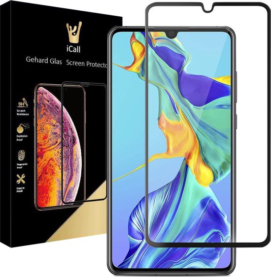 iCall - Protection d'écran Huawei P30 - Verre trempé - Couvre-écran complet Image complète