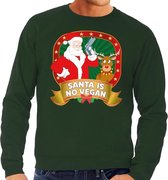 Foute kersttrui / sweater Santa is no vegan - groen - Kerstman met pistool heren M (50)