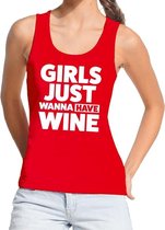 Girls just wanna have Wine tanktop / mouwloos shirt rood dames L
