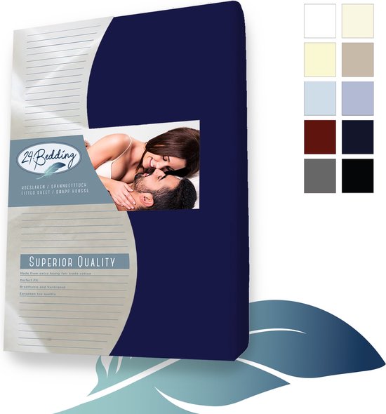 24-Bedding Superior Jersey hoeslaken 80 x 200 cm  Marine