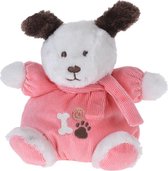 Tender Toys Rammelaarknuffel Hond Roze-wit 16 Cm