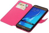Mobieletelefoonhoesje.nl - Cross Pattern TPU Bookstyle Hoesje voor Samsung Galaxy J7 (2016) Roze