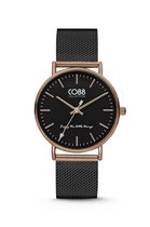 CO88 Collection Watches 8CW 10054 Horloge - Mesh band - Ø 36mm - Zwart / Rosékleurig