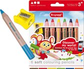 BRUYNZEEL Inspiring Young lot de 6 crayons de couleur pastel extra doux avec taille-crayon
