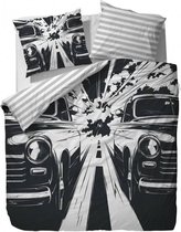 Covers & Co Race Dekbedovertrek - Eenpersoons - 140x200/220 cm - Black/White