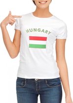 Wit dames t-shirt met vlag van Hongarije M