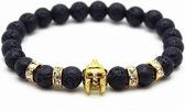 Kralen armband heren Lavasteen Spartan Helmet Gold