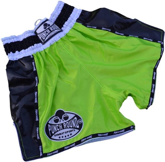 Punch Round Thaiboks Broekjes Carbon Neon Green Muay Thai Shorts XL = Jeans Maat 36