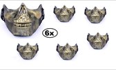 6x Halfmasker onderkaak skull goud