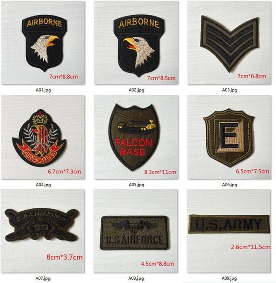 herinneringen Metafoor Onderhoud Strijk embleem Leger, militairen en luchtmacht - Badges - Set van 9 stuks |  bol.com