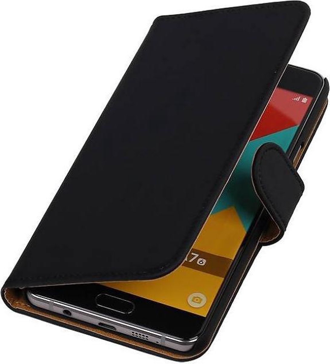 Effen Bookstyle Hoes Geschikt voor Samsung Galaxy A7 (2016) A710F Zwart