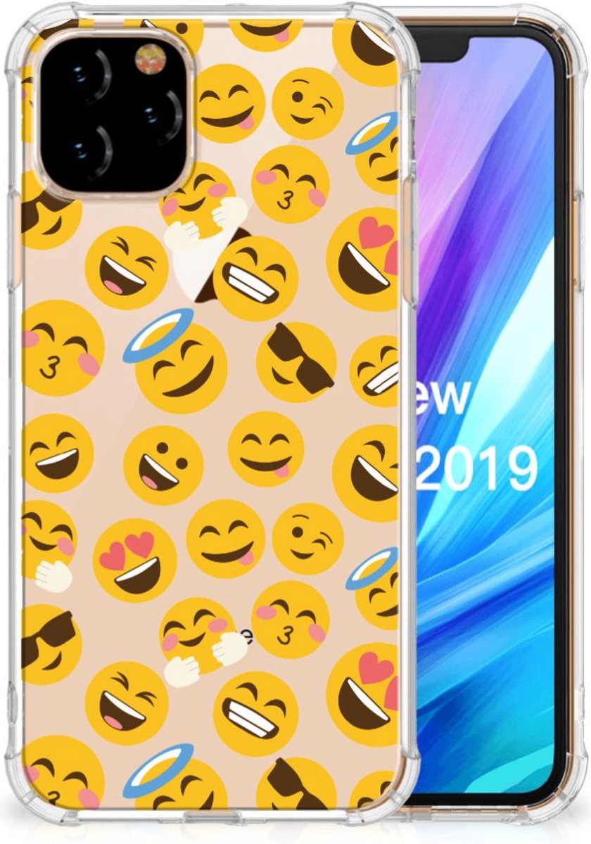 Apple iPhone 11 Pro Doorzichtige Silicone Hoesje Emoji