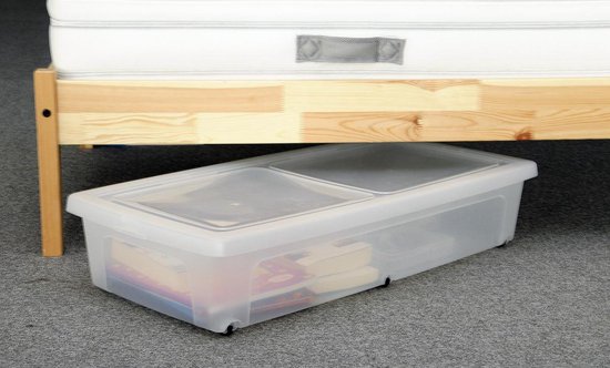 IRIS Clearbox onder-het-bed Opbergbox - 35 - Kunststof - Transparant met zwarte wieltjes | bol.com