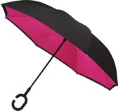 Impliva - Opvouwbare Inside Out Paraplu - Ø 107 cm - Zwart/Fuchsia