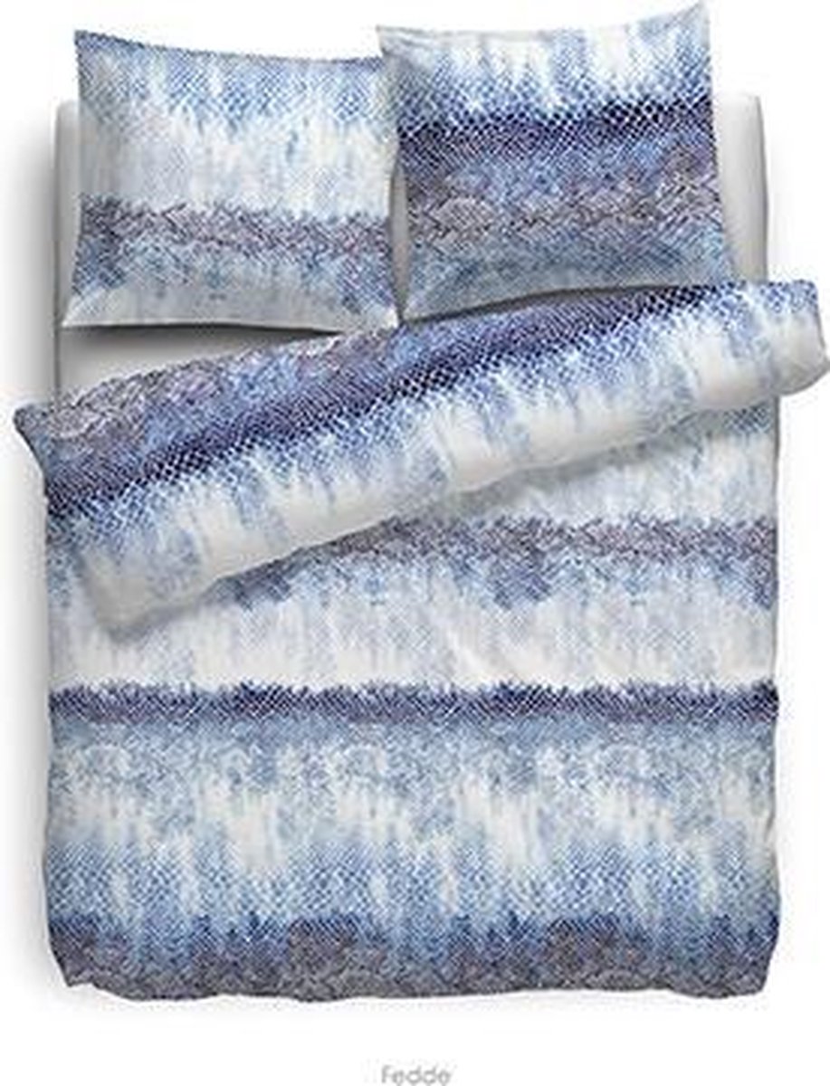 HNL Refined Satin dekbedovertrek Fedde - Blauw - Lits-jumeaux - 240x200/220 cm + 2 slopen