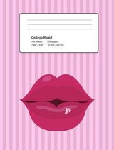 Red Lips College Rule Notebook