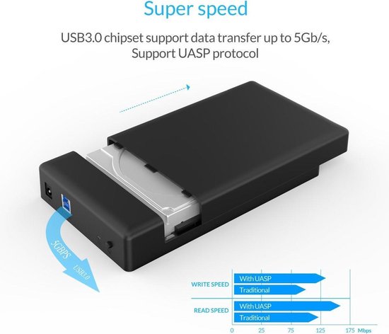 bol.com | Orico USB 3.0 Harde schijf behuizing 3.5 Inch SATA HDD en SSD -  Zwart