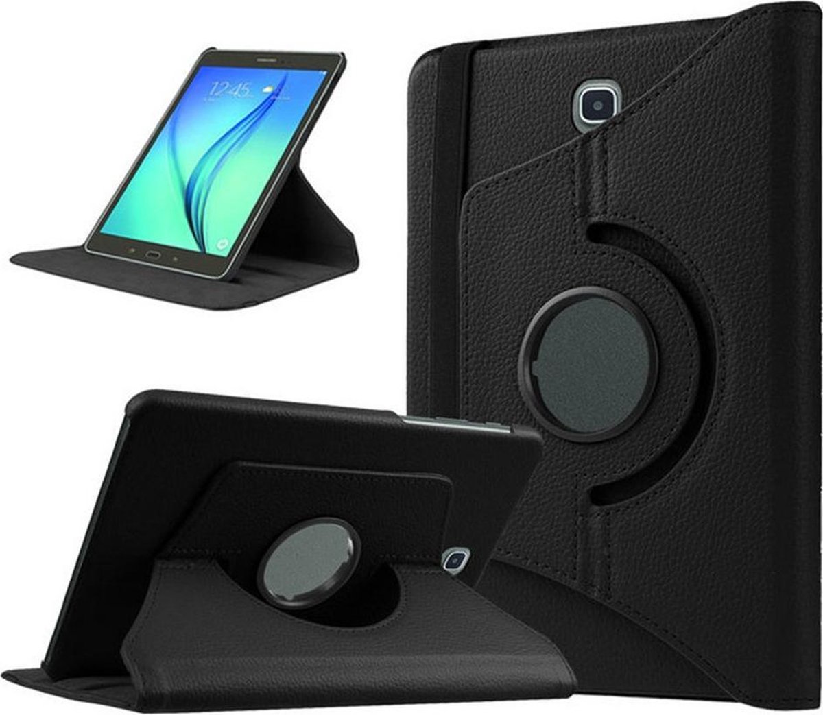 Book Cover Geschikt voor: Samsung Galaxy Tab A 10.1 2016 SM T580 Draaibaar Hoesje - Multi stand Case - Zwart