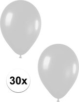 30x Zilveren metallic ballonnen 30 cm - Feestversiering/decoratie ballonnen zilver