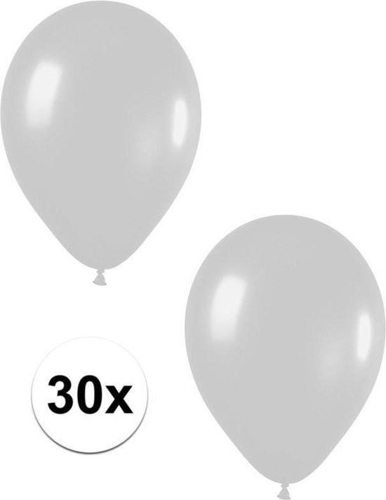 KOBOKO Zilveren Ballonnen Set – 30 Stuks Voor Bruiloft, Verjaardag En Feest, Metallic En Confetti Heliumballonnen Met Lint