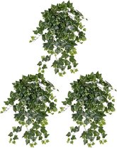 3x Groene/witte Hedera Helix/klimop kunstplant 65 cm voor buiten -  UV kunstplanten/nepplanten - Weerbestendig