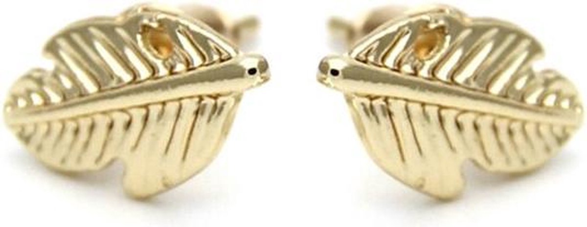 24/7 Jewelry Collection Veer Oorbellen - Blad - Leaf - Stud - Knopjes - Goudkleurig - Amodi