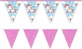 2x Bunting licorne et paillettes roses 10 mètres - Décoration de fête pour enfants / fête d'enfants - Décoration d'anniversaire pour enfants