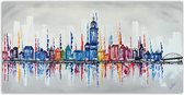 Arcylverf Schilderij - Schilderij skyline Deventer - 140x70