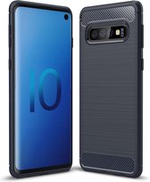 Samsung Galaxy S10 Hoesje - Armor Brushed TPU - Blauw