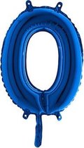 Folieballon cijfer '0' blauw (35cm)