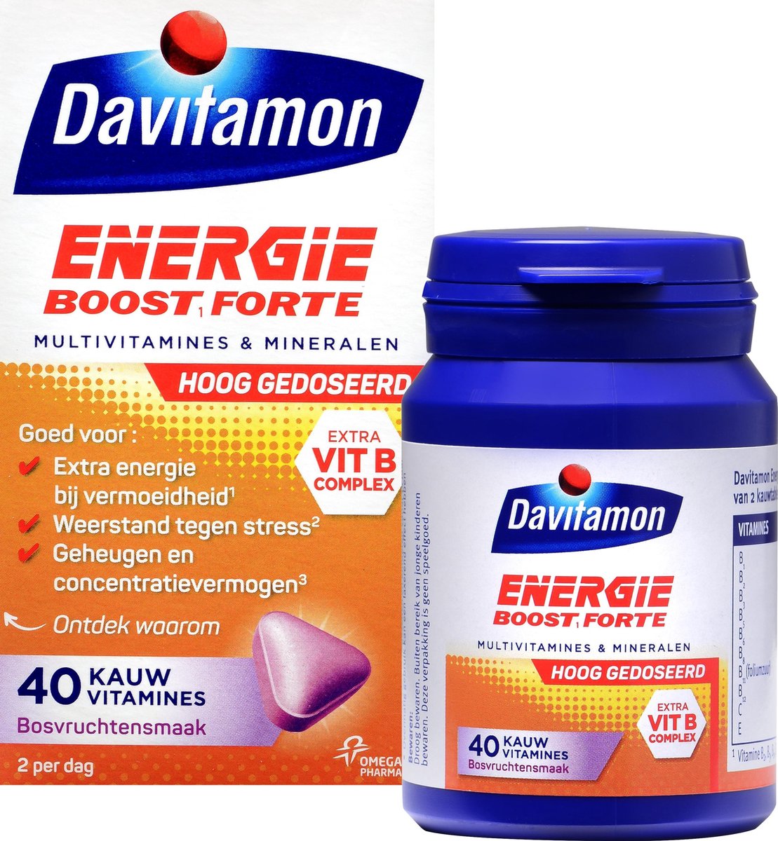 Davitamon Energie Boost Forte - multivitamine - bosvruchten - 40 tabletten