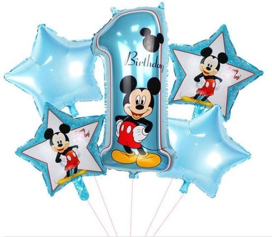 5 stuks helium ballonnen Mickey Mouse 1 jaar | bol.com