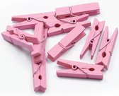 Mini Wasknijpers - 200 stuks - 3cm - Hout - Roze - Geboortekaartjes