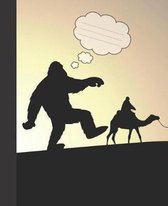 Funny Sasquatch and Camels Blank Wide-ruled Lined School Blank Composition Notebook