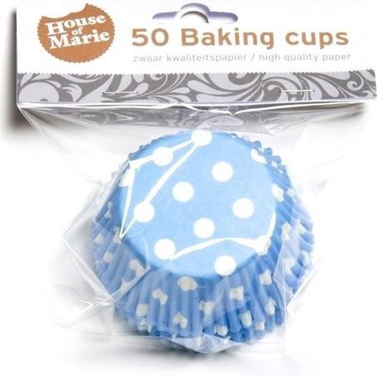 House of Marie Cupcake Vormpjes - Baking Cups - Stip Blauw - pk/50