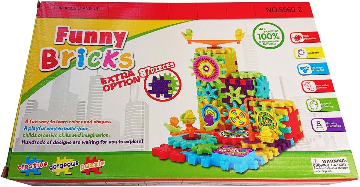 Funny Bricks educatief bouwspeelgoed doos met 87 bouwdelen type 5960 2 | inclusief motor voor bewegende delen Funny Bricks educatief bouwspeelgoed doos met 87 bouwdelen type 5960 2 | inclusief motor voor bewegende delen