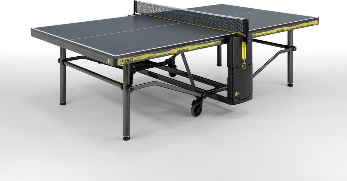 Sponeta® SDL Raw Edition indoor tafeltennistafel - Speelklaar geleverd - LXBXH 274x185x76cm - Zwart - Inklapbaar - Inclusief tafeltennisnet en 2 batshouders - 10mm Dik weerbestendig zwart tafelblad - 3 Jaar garantie - Made in Germany
