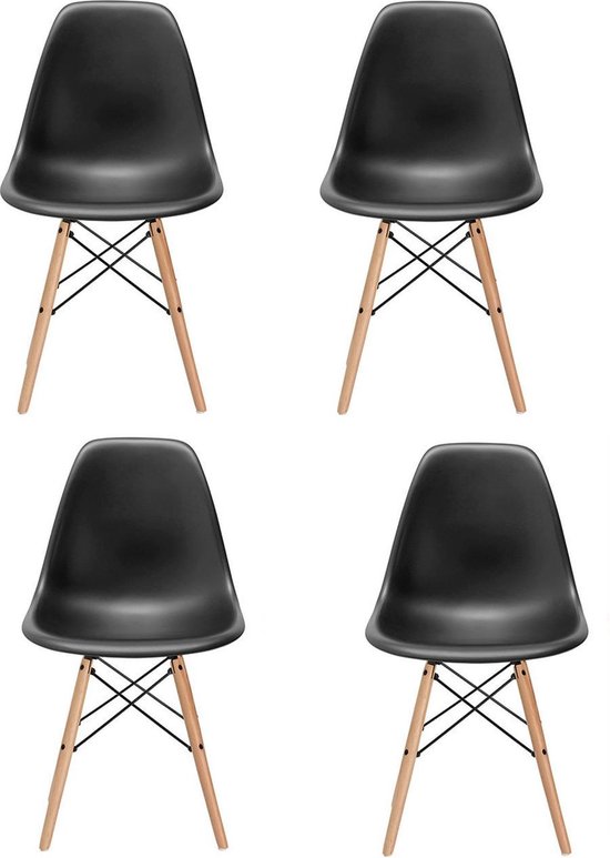 gloeilamp Fauteuil ambitie Milano design stoel - zwart - 4 delige set - keuken - huiskamer - AP  Meubels | bol.com