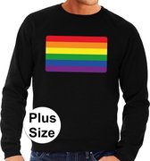Grote maten Gay pride regenboog vlag sweater zwart voor heren 4XL