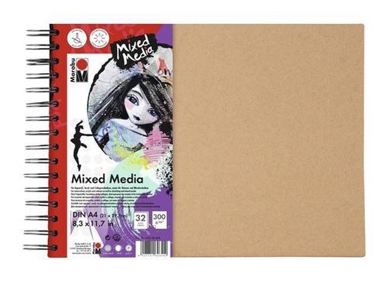 Ringboek mixed media dina4 300g  aquarell papier
