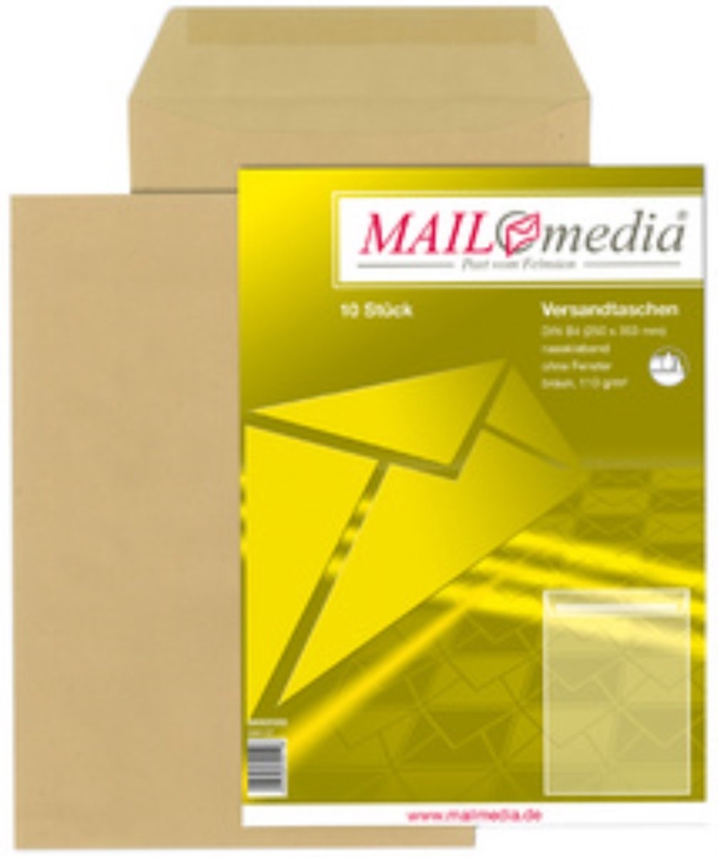 MAILmedia akte-envelop bruin, C4, 22,9 x 32,4 cm, zonder venster, gegomd, 10 st.