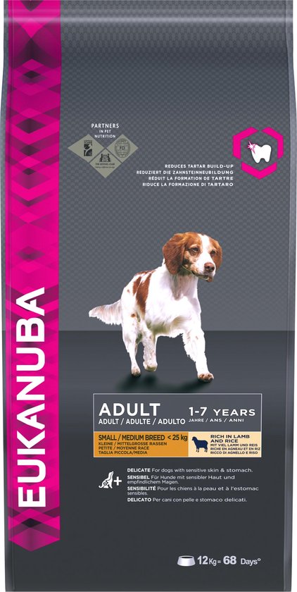 Eukanuba Dog Adult - Small & Medium Breed - Lam/Rijst - Hondenvoer - 12 kg