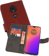 Booktype Telefoonhoesjes - Bookcase Hoesje - Wallet Case -  Geschikt voor Motorola Moto G7 - Bruin