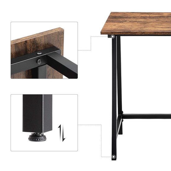 Acaza - Bureau - Computertafel - Bureaus - Industrieel - Vintage - 100x50x75 cm - Zwart/Bruin