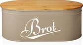 Lumaland Cuisine - Broodtrommel - Metaal met bamboe deksel - Ovaal - 36 x 20 x 13,8 cm - Grijs
