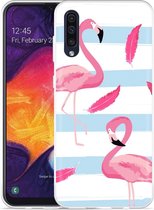 Galaxy A50 Hoesje Flamingo Feathers - Designed by Cazy
