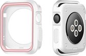 DrPhone Apple Watch 1/2/3 42 mm Dual TPU Sport Siliconen Case - Full Protection Case - Rubber Case - Wit/ Rose